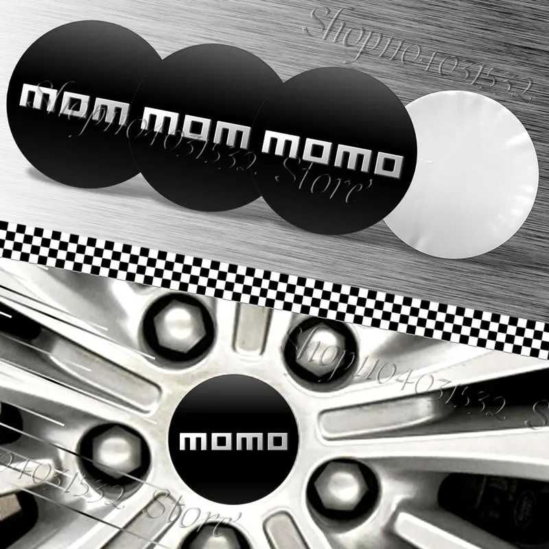 4pcs 56mm Aluminium MOMO Logo Emblem Car Wheel Center Hub Cap Sticker For Universal Auto Accessories