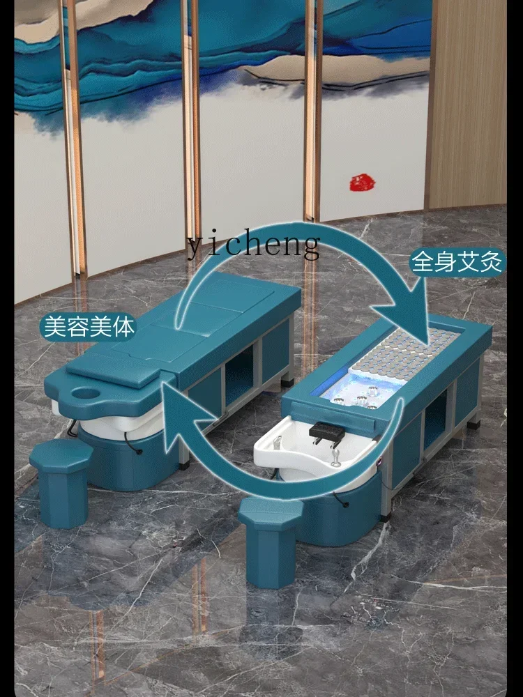 ZZXL high-end ceramic basin smokeless whole body moxibustion head treatment bed water circulation fumigation shampoo bed