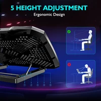 COOLCOLD Laptop Cooling Pad for 12-17 Inch Laptop Cooler Stand, 5 Quiet Fans, 5 Angle Adjustable with Phone Holder 5