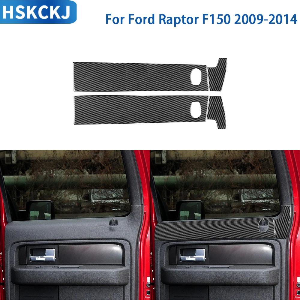 

For Ford Raptor F150 2009-2014 Accessories Real Soft Carbon Fiber Interior Rear Door Window Switch Lift Panel Cover Trim Sticker