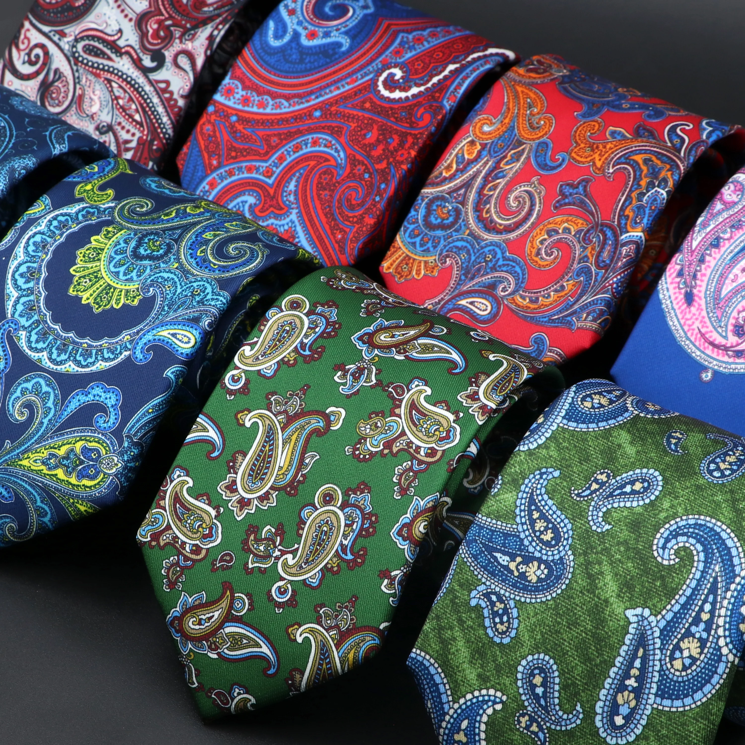 New Fashion Men's Paisley Silk Tie 7.5cm Blue Green Purple Necktie High Quality Slim Cravat Tie For Wedding Party Business Gift