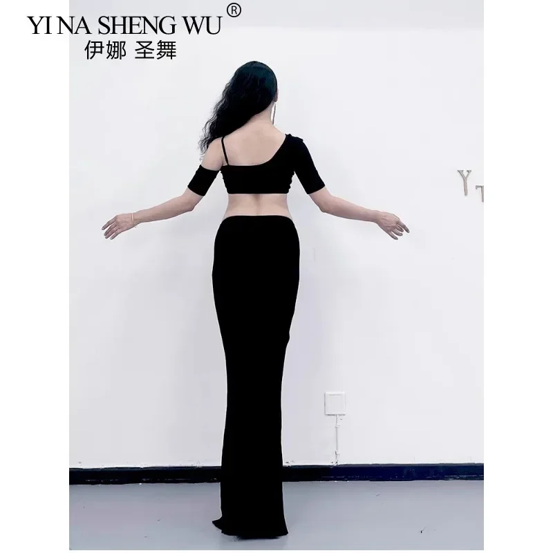 New Belly Dance Practice Outfit Oriental Dance Clothing 2pcs Set Women's High Waist Tie Waist Pants For Female Dancers Dancewear