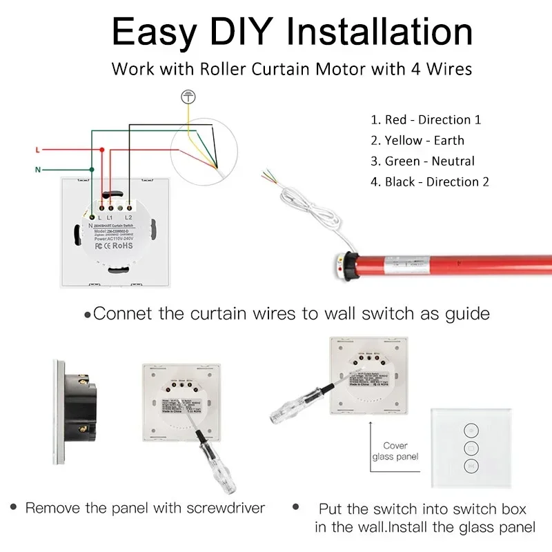 25mm Tubular Motor 110V 220V Automatic Electric Roller Blinds Shutter Motor DIY Smart Home Wifi Curtain Switch Tuya Gooogle Home