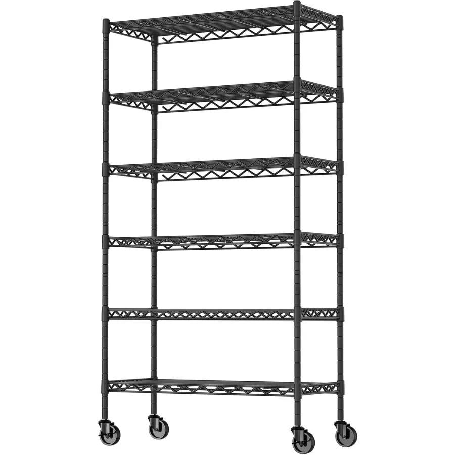 6Shelf Adjustable Heavy Duty Storage Shelving Unit Metal Organizer Wire Rack for Laundry Bathroom Kitchen Pantry Closet with Wh
