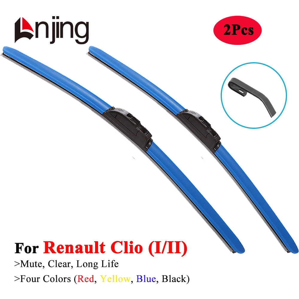 LNJING Colorful Wiper Blades For Renault Clio 2 MK2 Lutecia 1990 1995 1998 1999 2000 2002 2003 2004 2005 Car Luxury Accessories