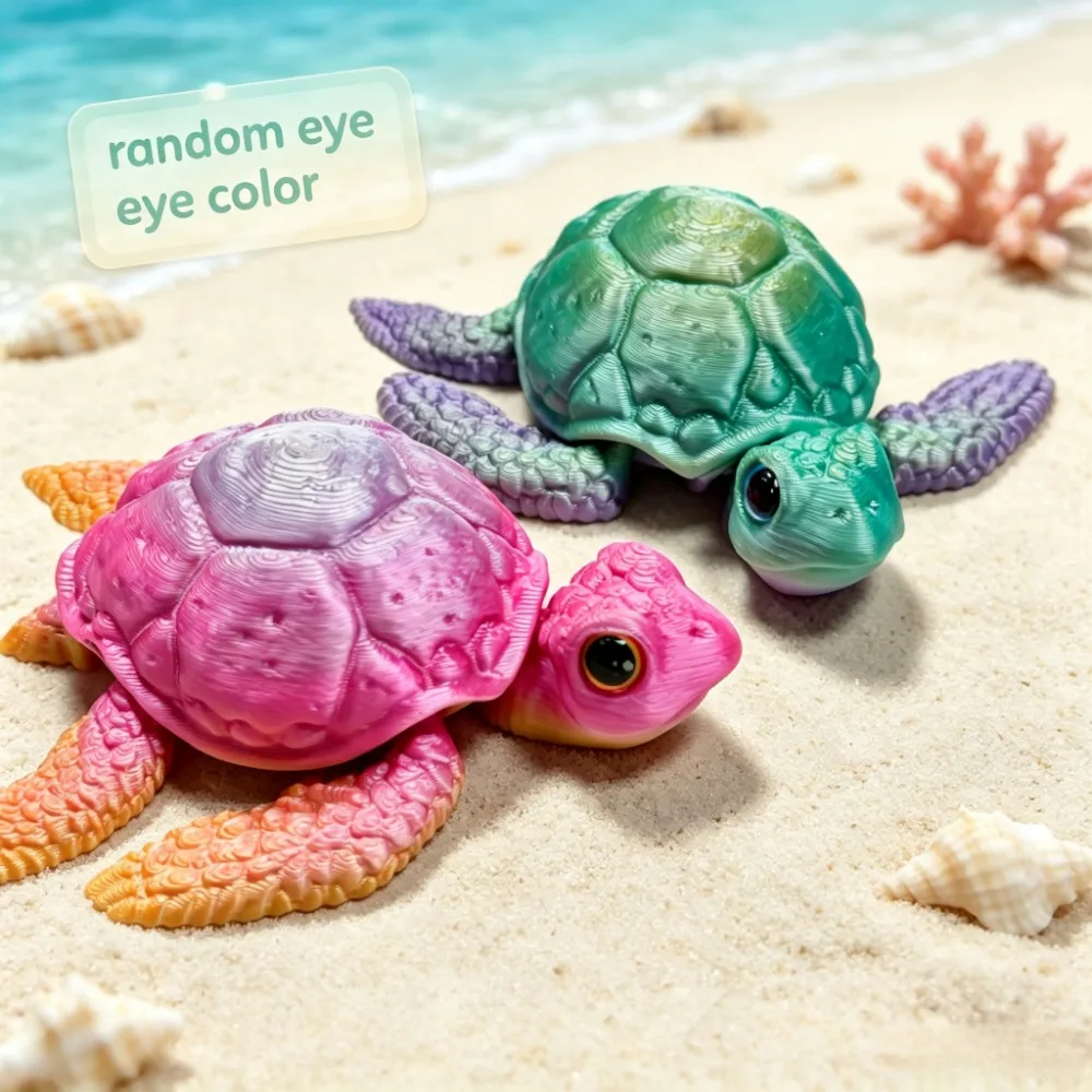 3D Printed Ocean Animal Simulation Turtle Figurine Toy Movable Joints Home Decor Ornament Collection Decoration Gift
