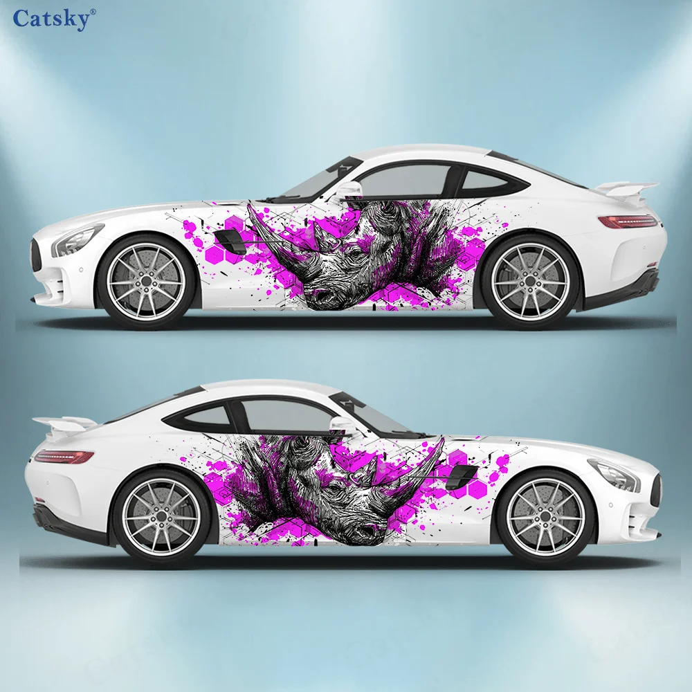 

Splash Rhino Head Car Side Sticker Decoration, PVC Waterproof Scratch Resistant Decal, Car Protection, Auto Accessories Gift