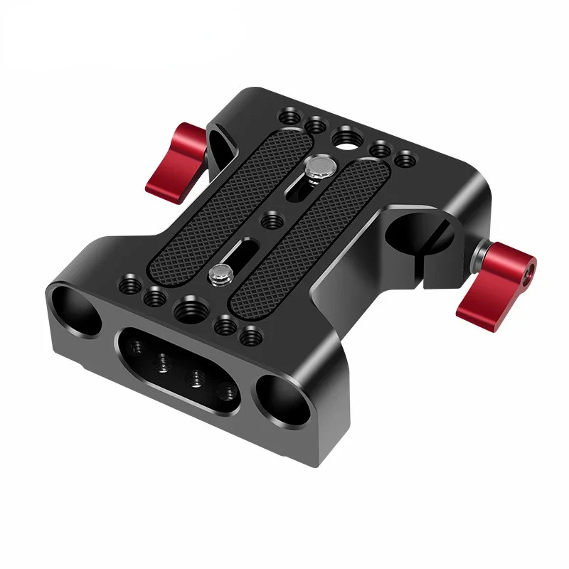 

15mm Two Rod Holes Mounting Clamps Tripod Head Mounting Base For Camera Quick Release Slide Follow Cage Kit