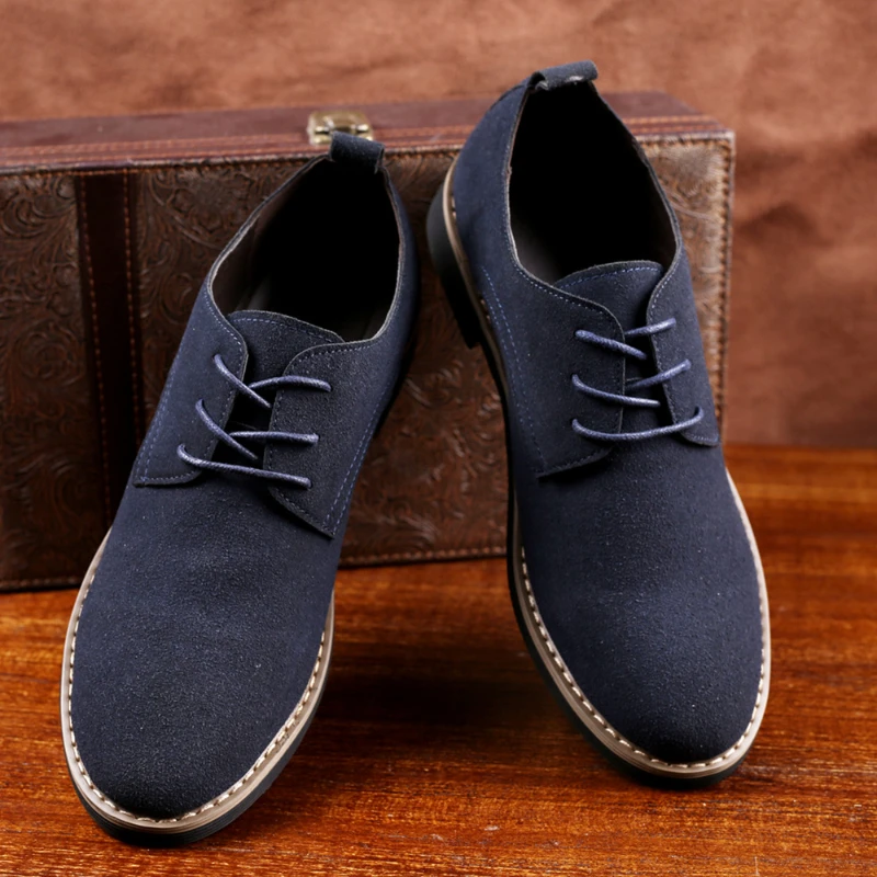 Chaussures Oxford en cuir suédé de luxe pour hommes, chaussures d\'affaires décontractées, à lacets, fête de mariage, grande taille, haute qualité