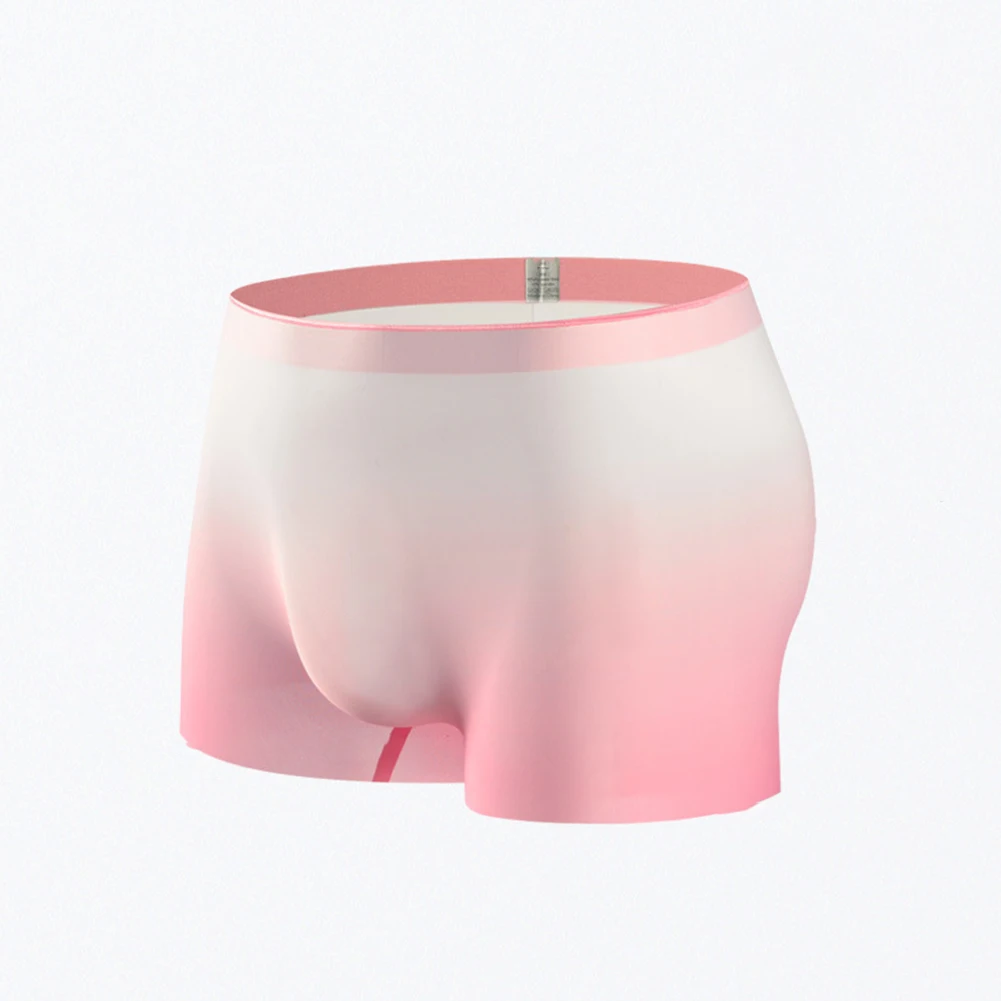 

1pc Mens Fashion Gradient Color Ice Silk Sheer Underwear Comfortable Ultrathin Boxers Shorts Seamless Panties