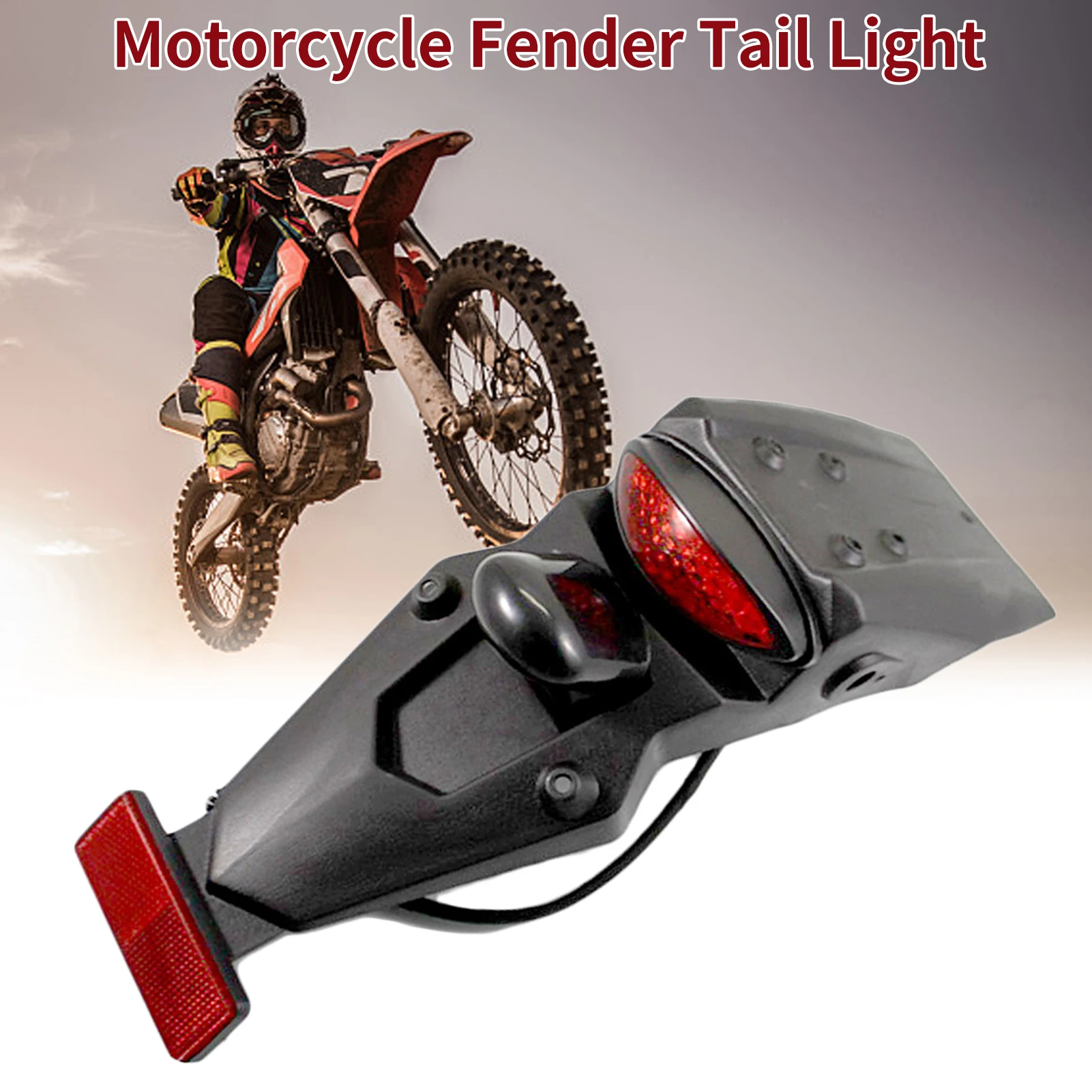 Enquêter arrière universel pour moto Polisport, feu de cuisson à LED, feu arrière et arrêt arrière, feu arrière de vélo, D343, 12V