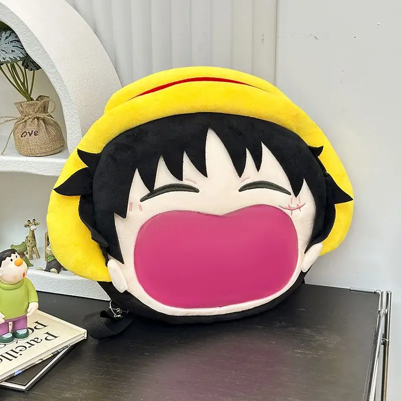 Cartoon One Piece Monkey D. Luffy Plush Pain Bag anime Cartoon Peripheral Backpack One shoulder Crossbody Bag Storage Bag