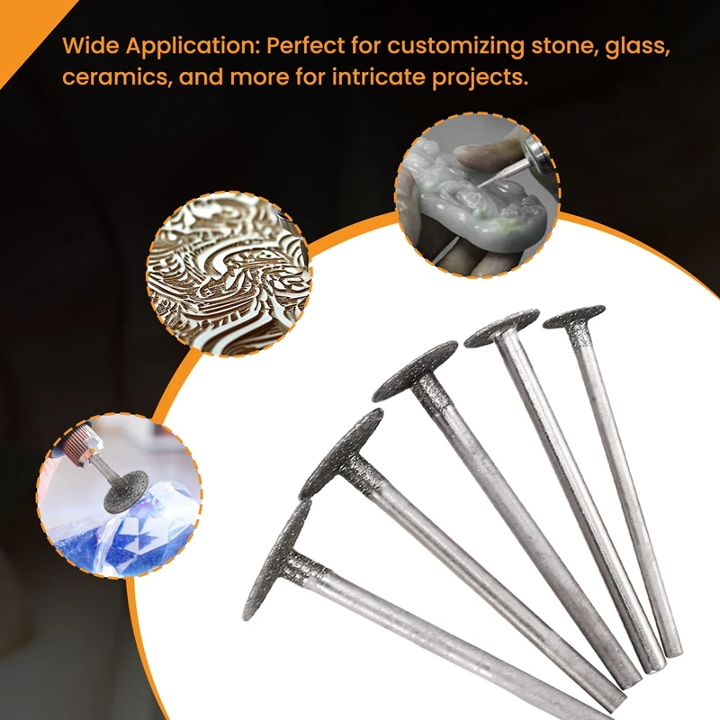 AC88 14PCS Diamond Stone Grinding Bits 3/32 Inch Shank Rotary Tool Accessories High-Precision For Dremel Engraving Carving