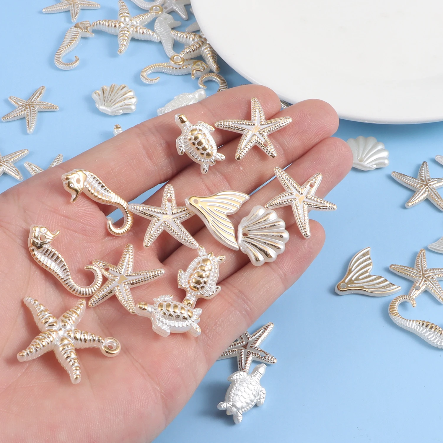 30 pieces of ocean series random mixed pearl shell starfish pendant Diy jewelry accessory bracelet earring pendant view 5