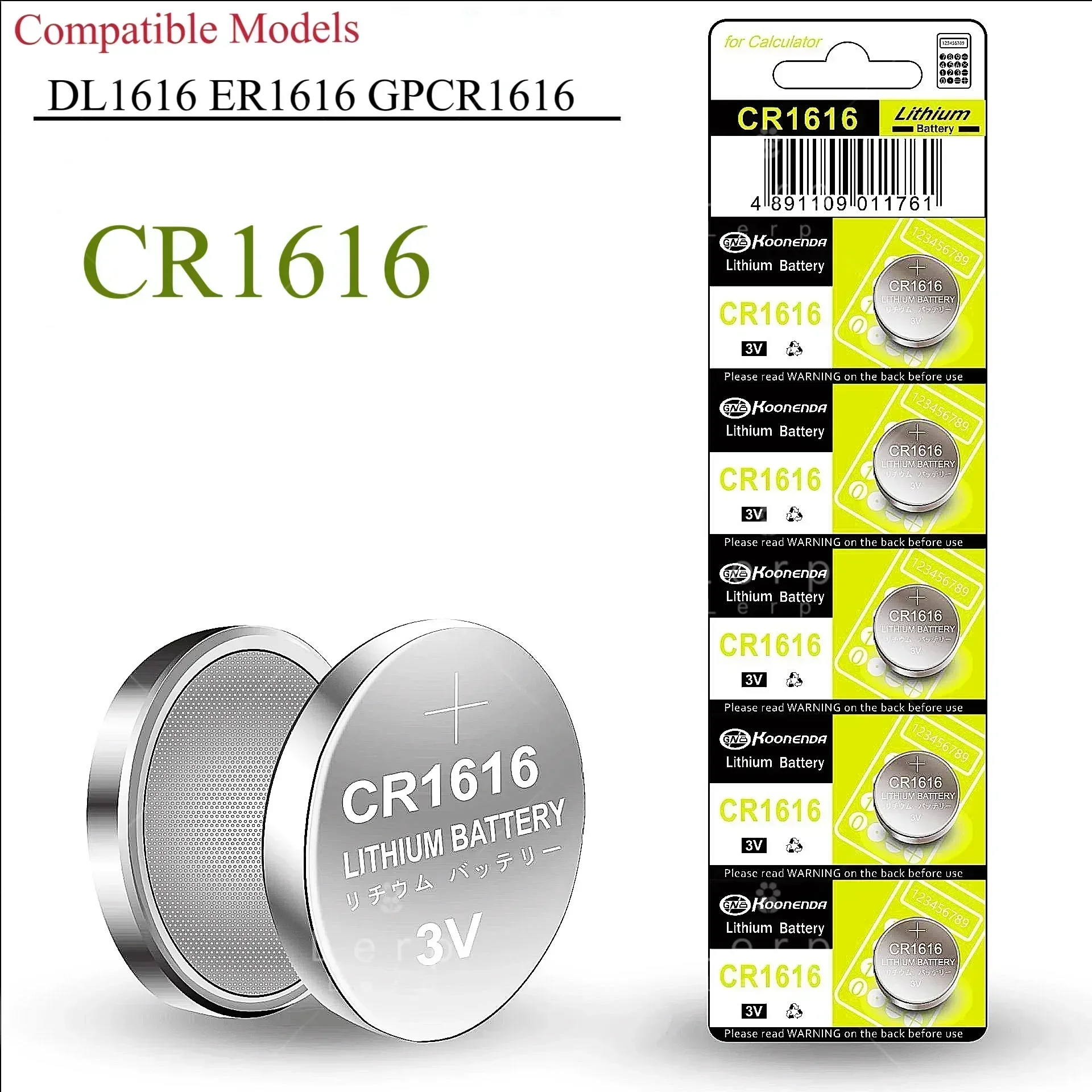 Lithium Coin Cell Battery para eletrônicos e relógios, Genuine, CR1616, 3V