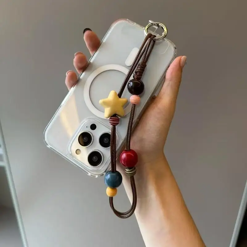 Schwarzes Handy-Lanyard mit Cartoon-Katzen-Motiv, Anti-Verlust-Seil, Handgelenkschlaufe, Perlenarmband-Design, Plüsch-Autoschlüsselanhänger, Taschenzubehör – Detail 3