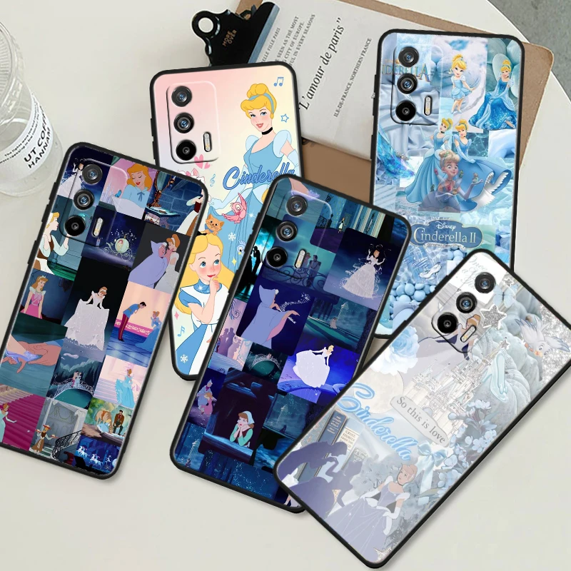 Disney Beautiful Cinderella Black Phone Case For OPPO Realme 5 6 7 8 9 10 i (Global) Pro Narzo 50A Narzo 50i 5G Shell Cover Capa