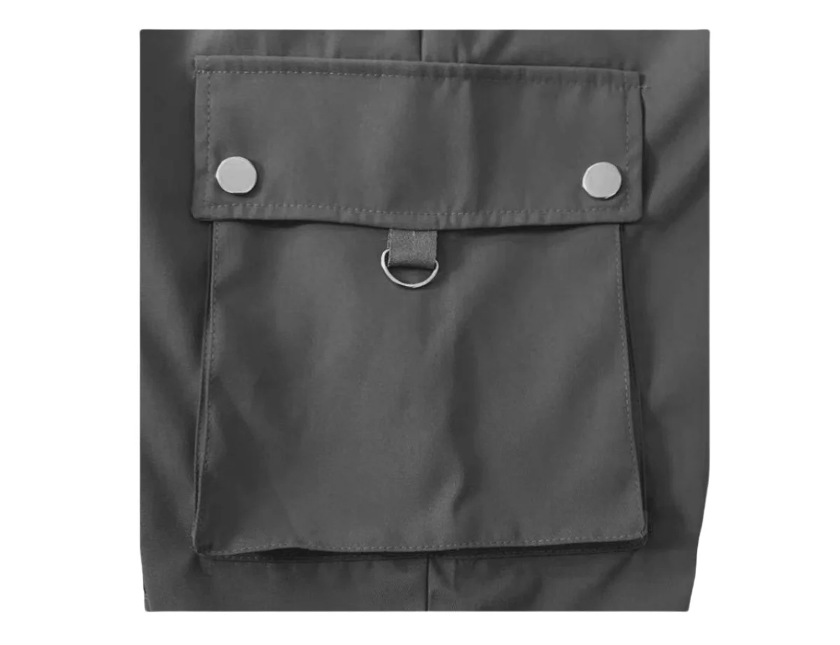 2025 Season Men's Workwear Pants, Solid Color with Zipper Pockets and Elastic Waist, Street Trendy Jogging Pants