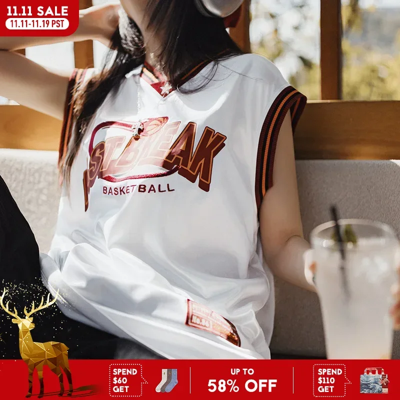 

Женская винтажная баскетбольная майка Maden с v-образным вырезом и цветными блоками, свободная майка без рукавов с жилетом с вышитыми буквами для занятий спортом