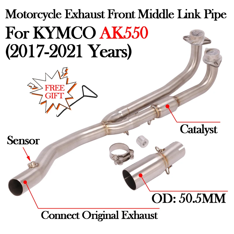 50,5-mm-Slip-On-Auspuff für KYMCO AK550 2017 - 2021 Motorrad-Auspuffmodifikation, vorderes Mittelrohr zum Anschluss an den originalen Schalldämpfer