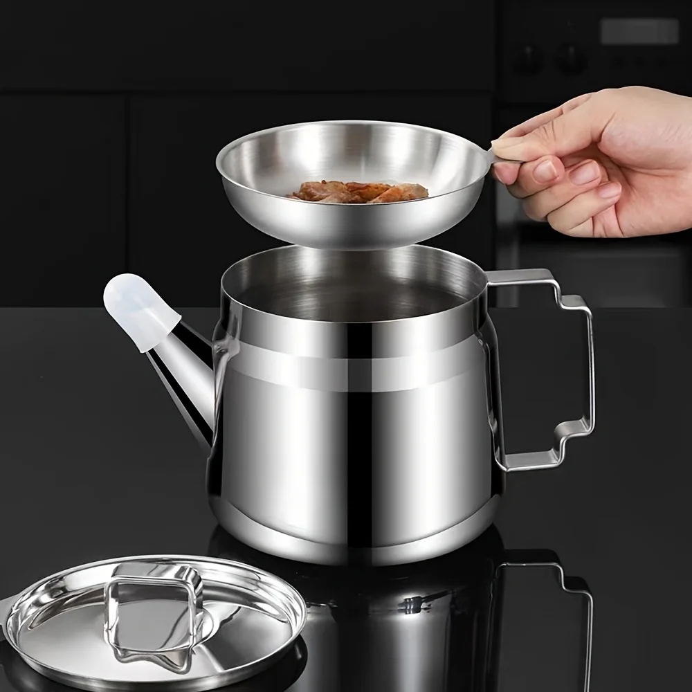 

Набор диспенсеров для масла из утолщенной нержавеющей стали 304, с крышкой и фильтром, кухонные аксессуары, контейнер для сепаратора масла с насадкой-распылителем