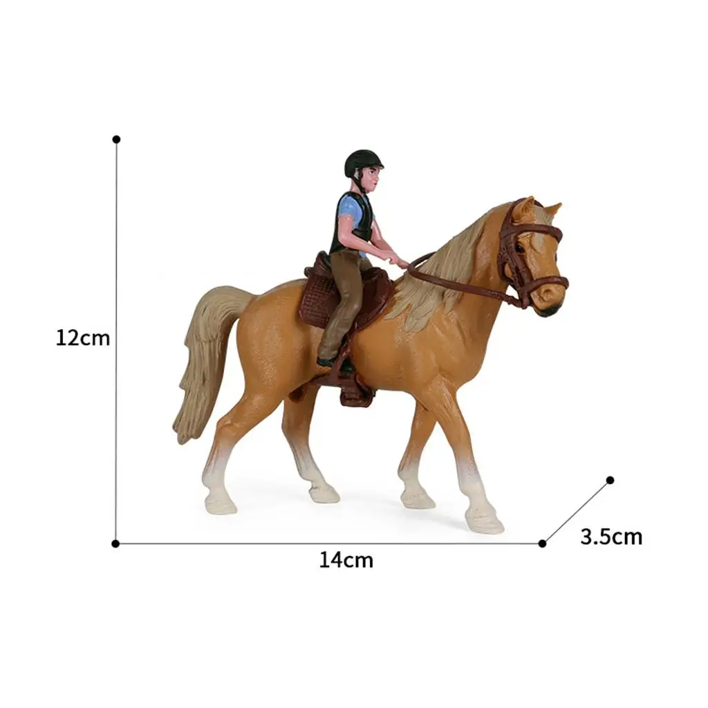 Hollow Plastic Animal Figure Horse with Male Rider Figurine for Preschool