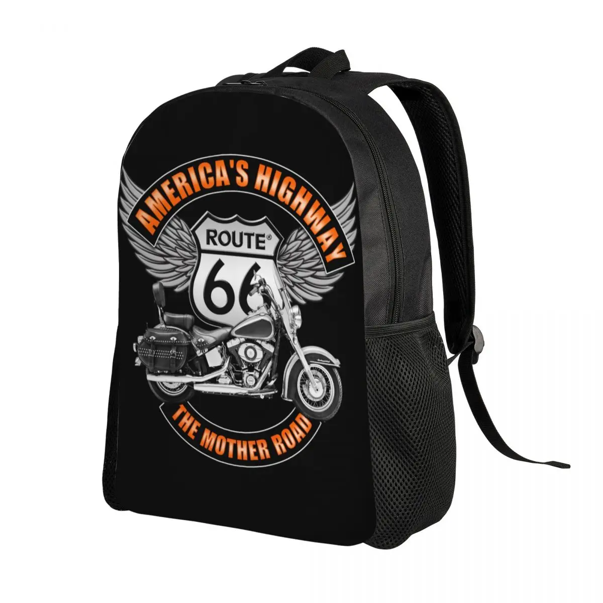 Custom Americas Highway Route 66 Backpack USA Highway College School Travel Bags Men Women Bookbag Fits 15 Inch Laptop