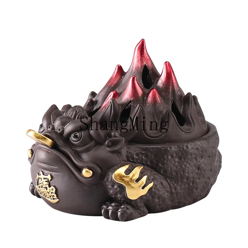 

PYH Lucky Golden Toad Ceramic Plate Incense Burner Household Indoor Chinese Zen Tea Table Decorative Incense