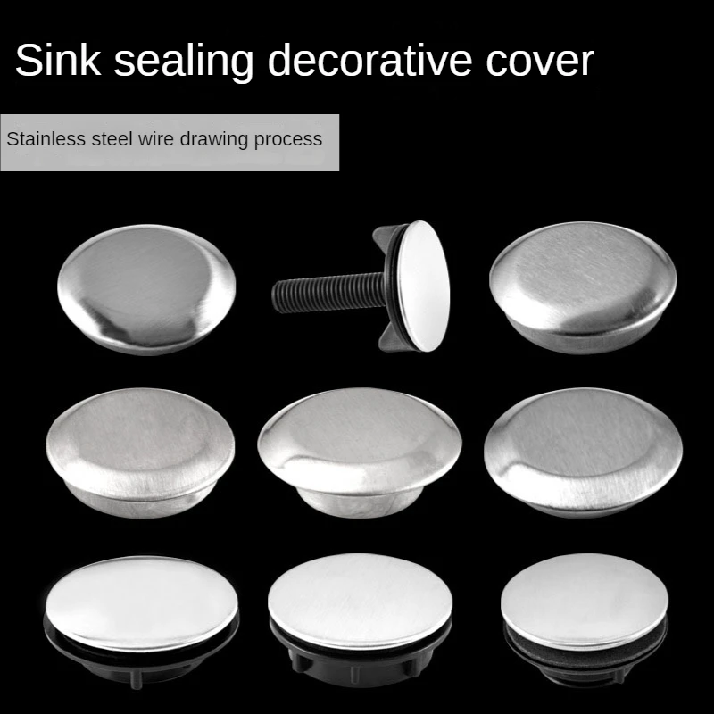 2Pcs Sink Plug Faucet Hole Cover Stainless Steel Water Stopper Anti-leakage Drainage Sealed Cap for Kitchen Bathroom Accessories