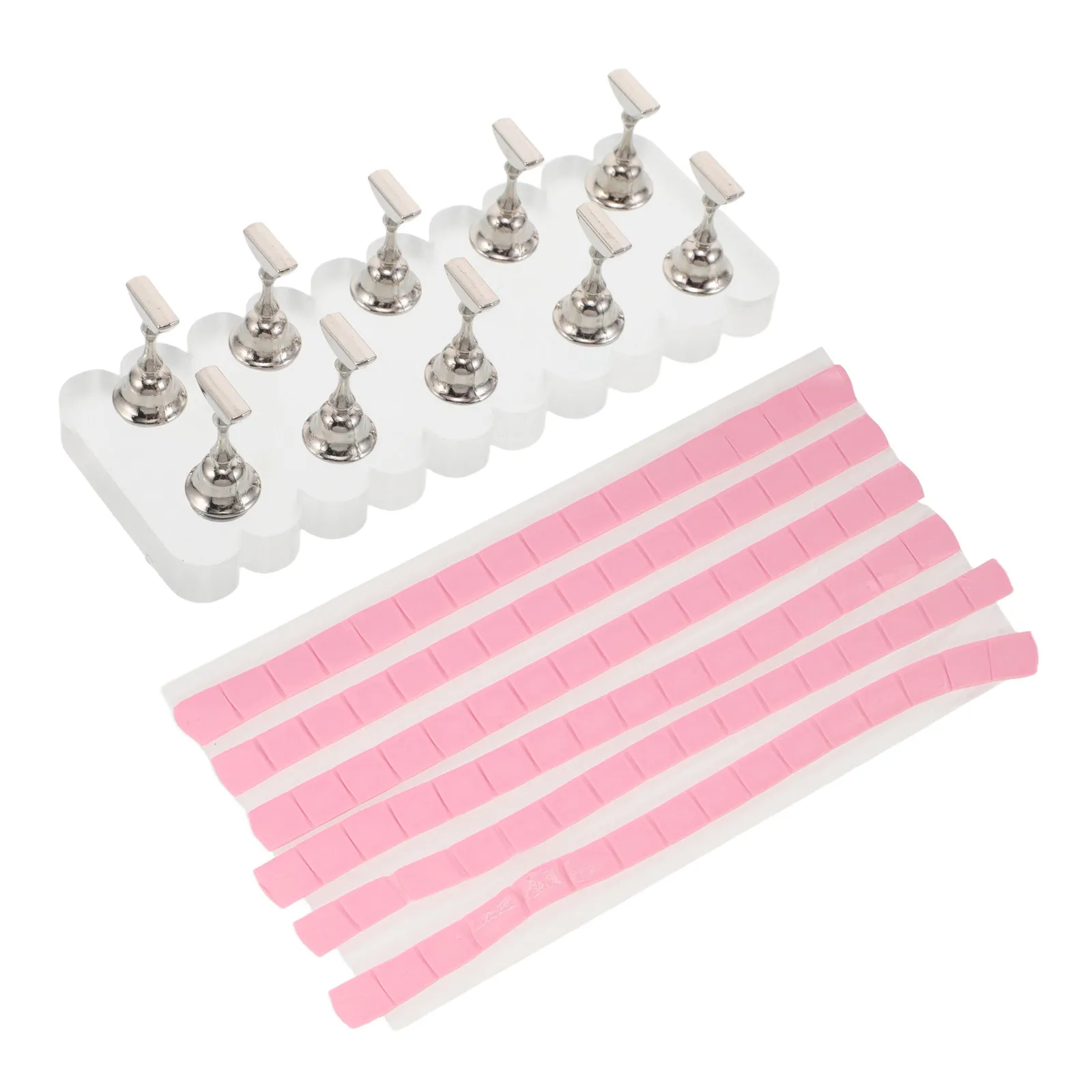 1Set Nail Practice Display Stand Rectangular Acrylic Base Nail Art Training Salon DIY Manicure False Tips Display Board
