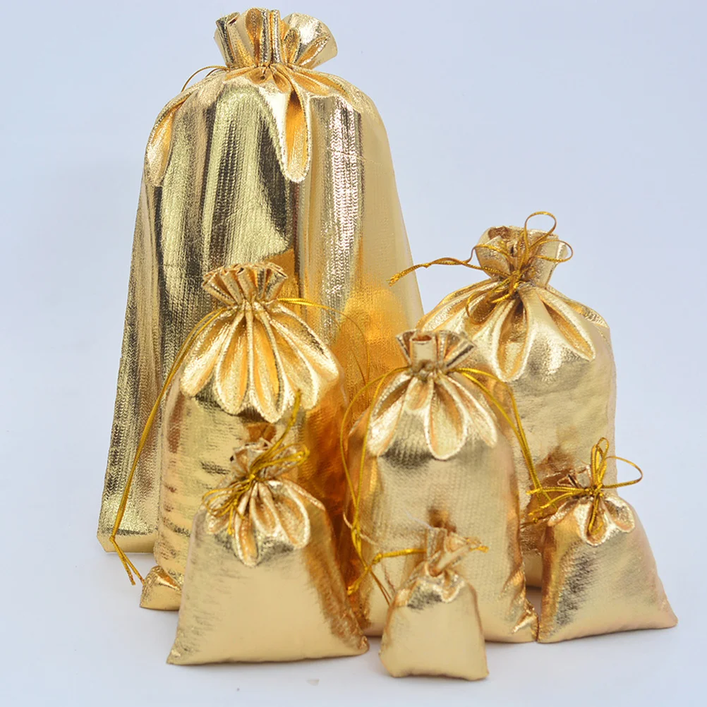 

100Pcs Golden Jewelry Storage Bag Durable Cloth Bundle Organizer Pouch for Wedding Gift Jewelry Holder Party Candy
