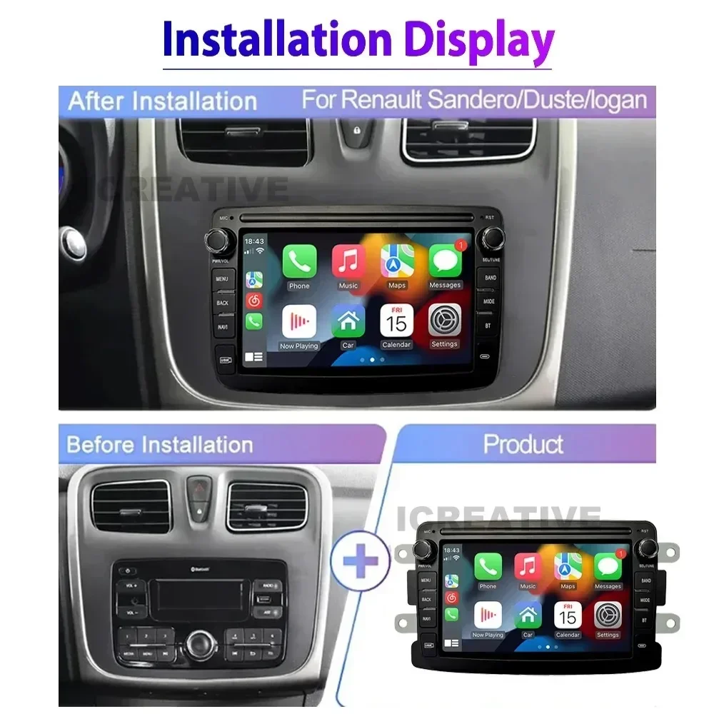 Car Radio Android for Dacia Logan Dokker Duster Sandero Lodgy 2012 - 2017 Renault Captur Symbol Autoradio Carplay Navigation GPS