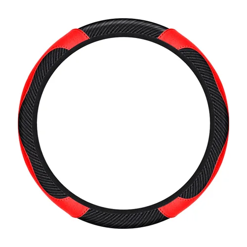 Imagen 2 del producto Protector Universal para volante de coche, cubierta de mango de coche en relieve de cuero y fibra de carbono, adecuado para volantes de coche, hombres y mujeres
