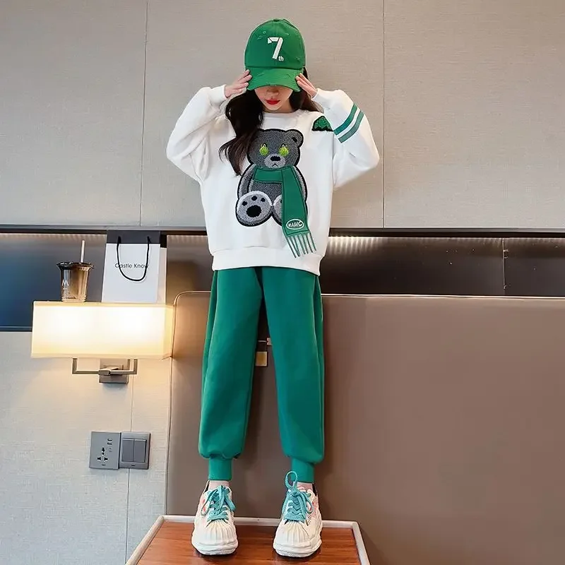 2024 Fashion Girls Clothing Spring Autumn Cartoon Long Sleeve Sets 5 - 14 Year Teenagers Children Sports Clothing Girls Suits