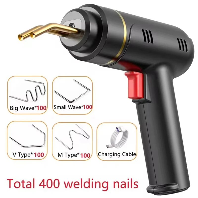 200W Cordless Plastic Welder Plastic Welding Kit 400PCS Hot Stapler USB Rechargeable Bumper Repair Kit For Most Plastic