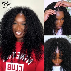 UNice InvisiBlend™ V Part Wig Human Hair Jerry Curly With Drawstring 180% Density