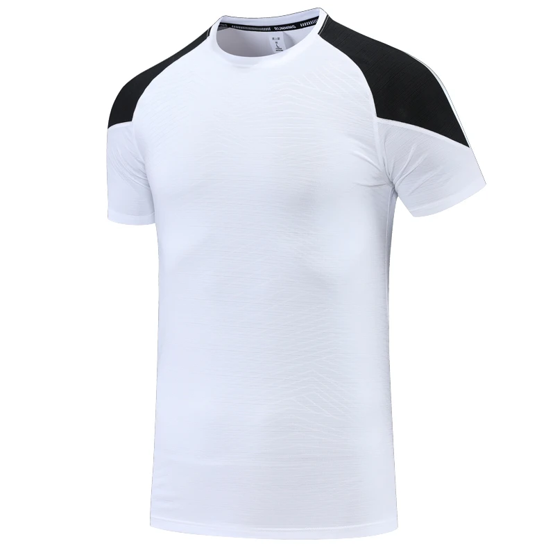Exercise Shirts Men New Splicing Run Quick Dry Breathable Short Sleeves Compression Traning Print Striped Workout Fashion Tee