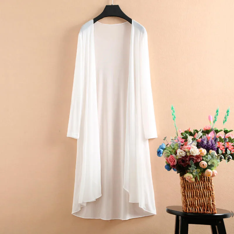 

Long Sleeve Blouses White Women Blouse Shirt Cardigan Women Mesh Casual Plus Size Ladies Tops Female Shirts Cardigan Q5833