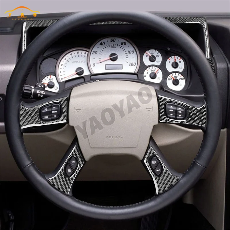 ألياف الكربون سيارة ملصق ل هامر H2 2003 2004 2005 2006 2007 عجلة توجيه سيارة زر لوحة القيادة لوحة عداد السرعة