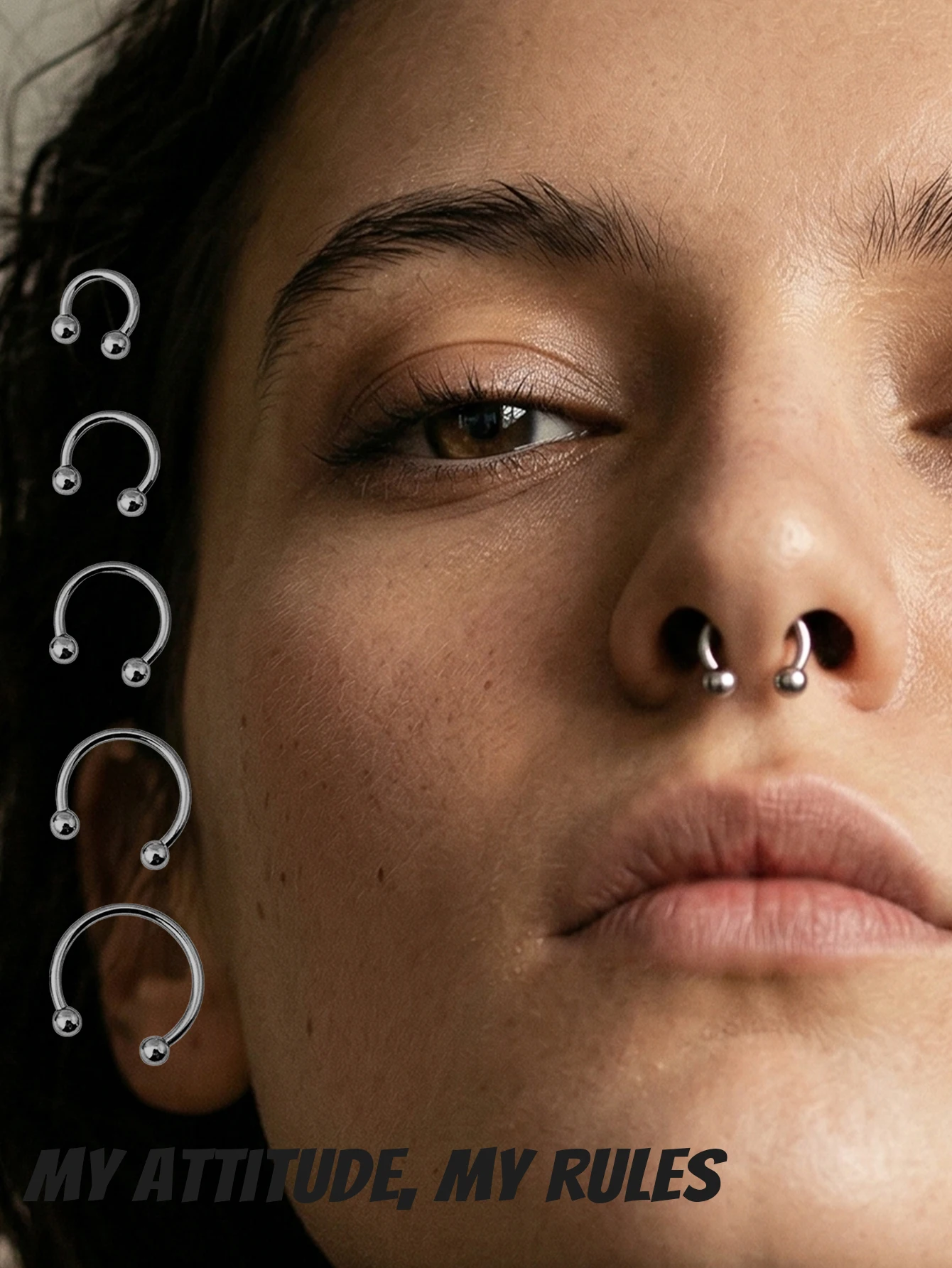 Edelstahl-Hufeisen-Septum-Piercing-Set, Hufeisen-Nasenpiercing-Ring, Großpackung, Fake-Nasenring, Hufeisen-Ohrstecker, Knorpel-Piercing