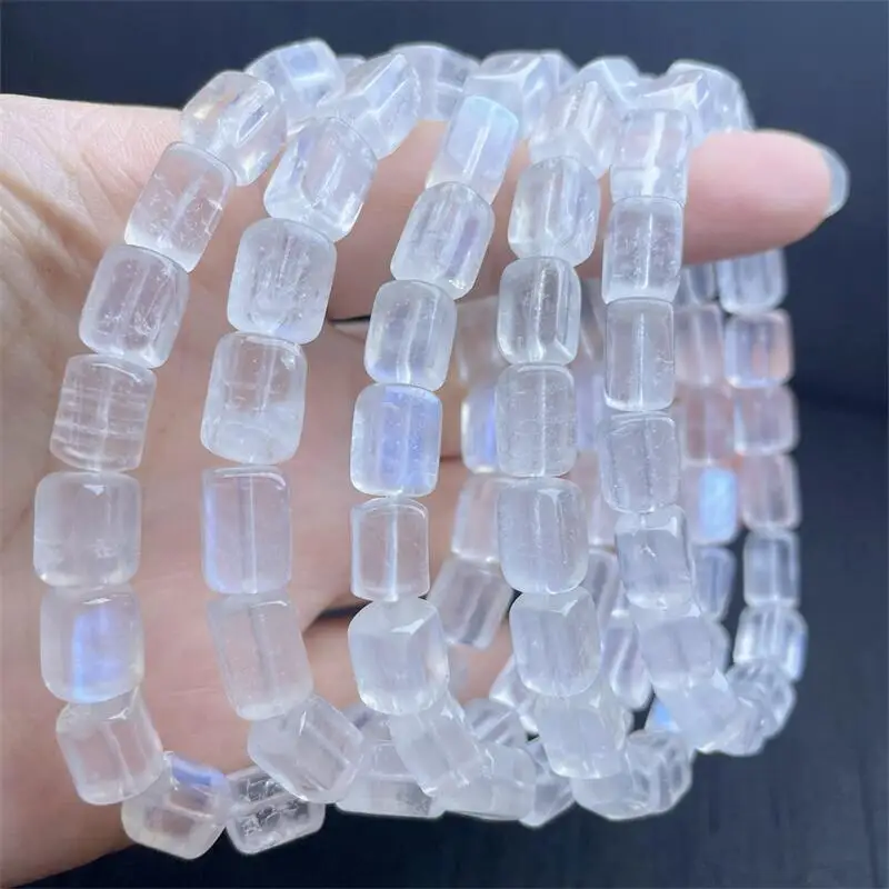 

Natural Blue Moon Stone Cube Bracelet Women Energy Bead Reiki Healing Fengshui Stone Jewelry Holiday Gifts 1PCS