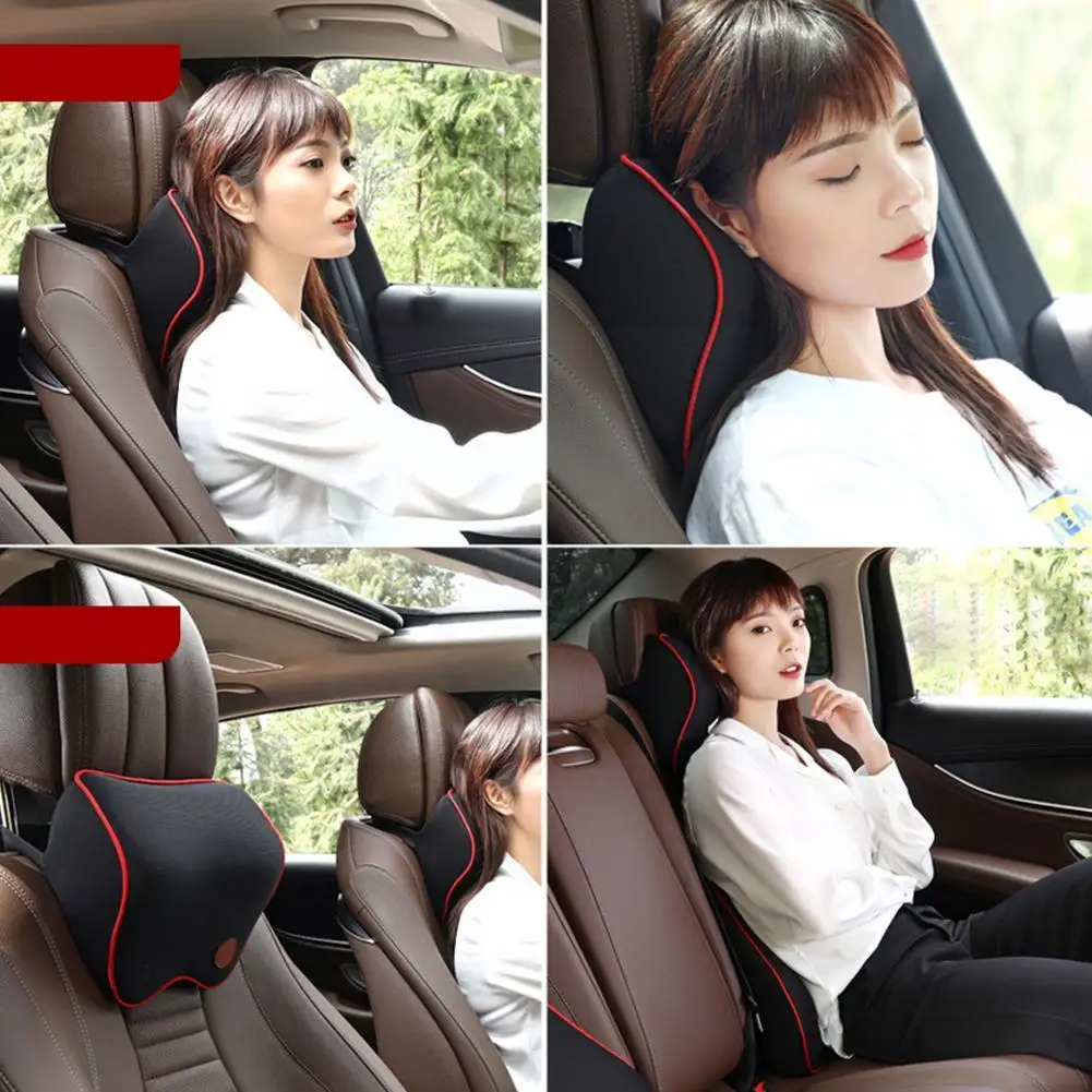 Car Seat Headrest Car Neck Pillows Filled Fiber Cushion Pad Accessories Head Rest Memory Support For Travel Seat Car Foam P6K0