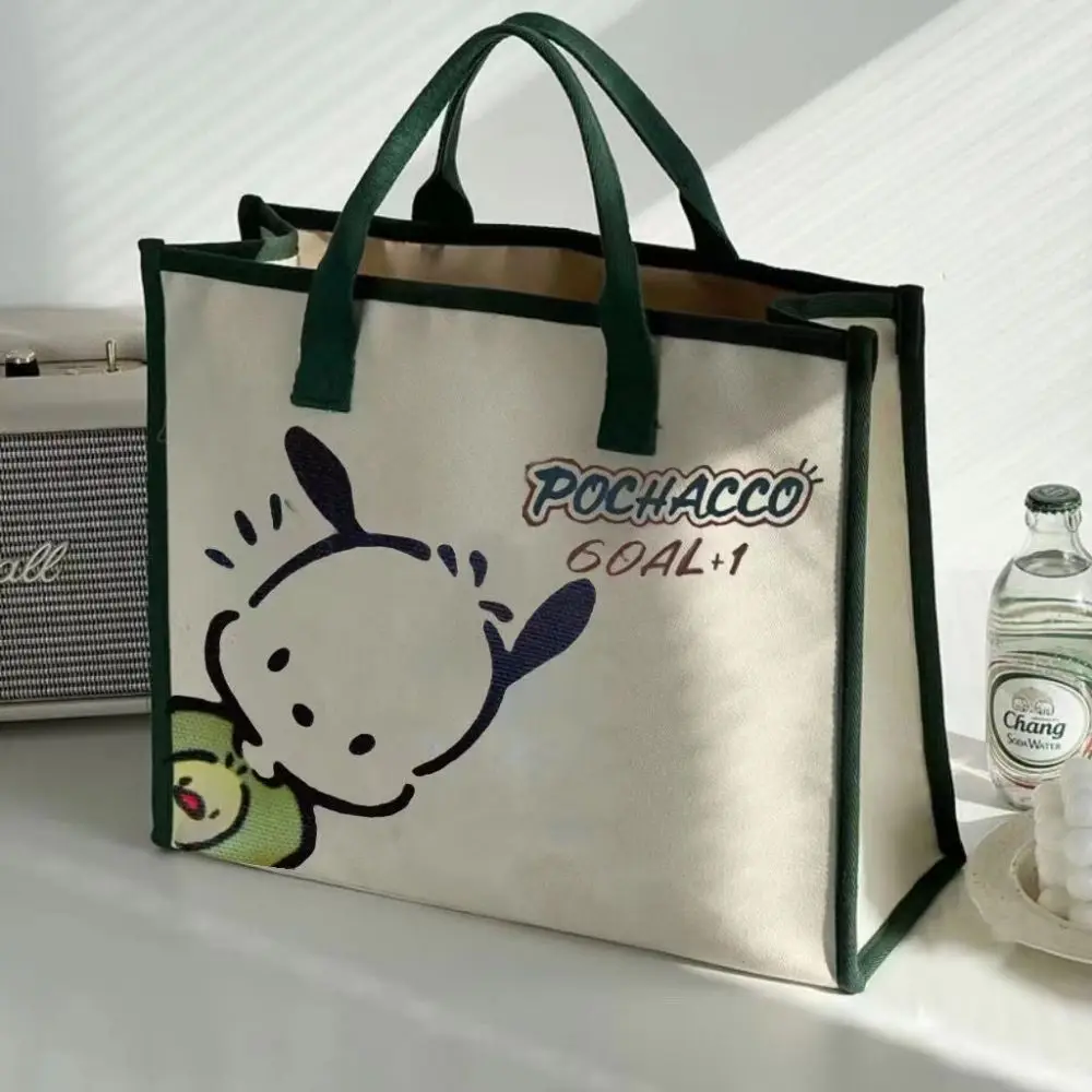 Sanrio Anime Pochacco Handbag Canvas Crossbody Bags for Women Fashion Crossover Purse Cotton Shoulder Bag Tote Messenger