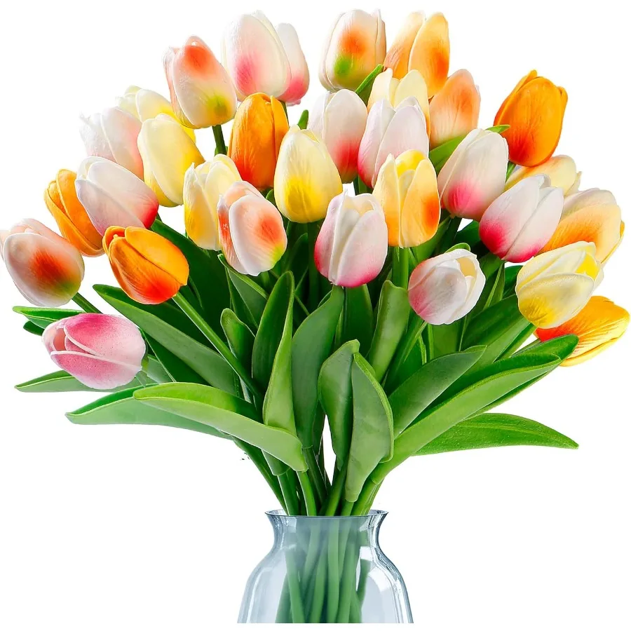 15 Uds tulipanes artificiales flores artificiales tacto Real PU flores de imitación tallos de tulipán para arreglo Floral de boda ramo de primavera hogar P