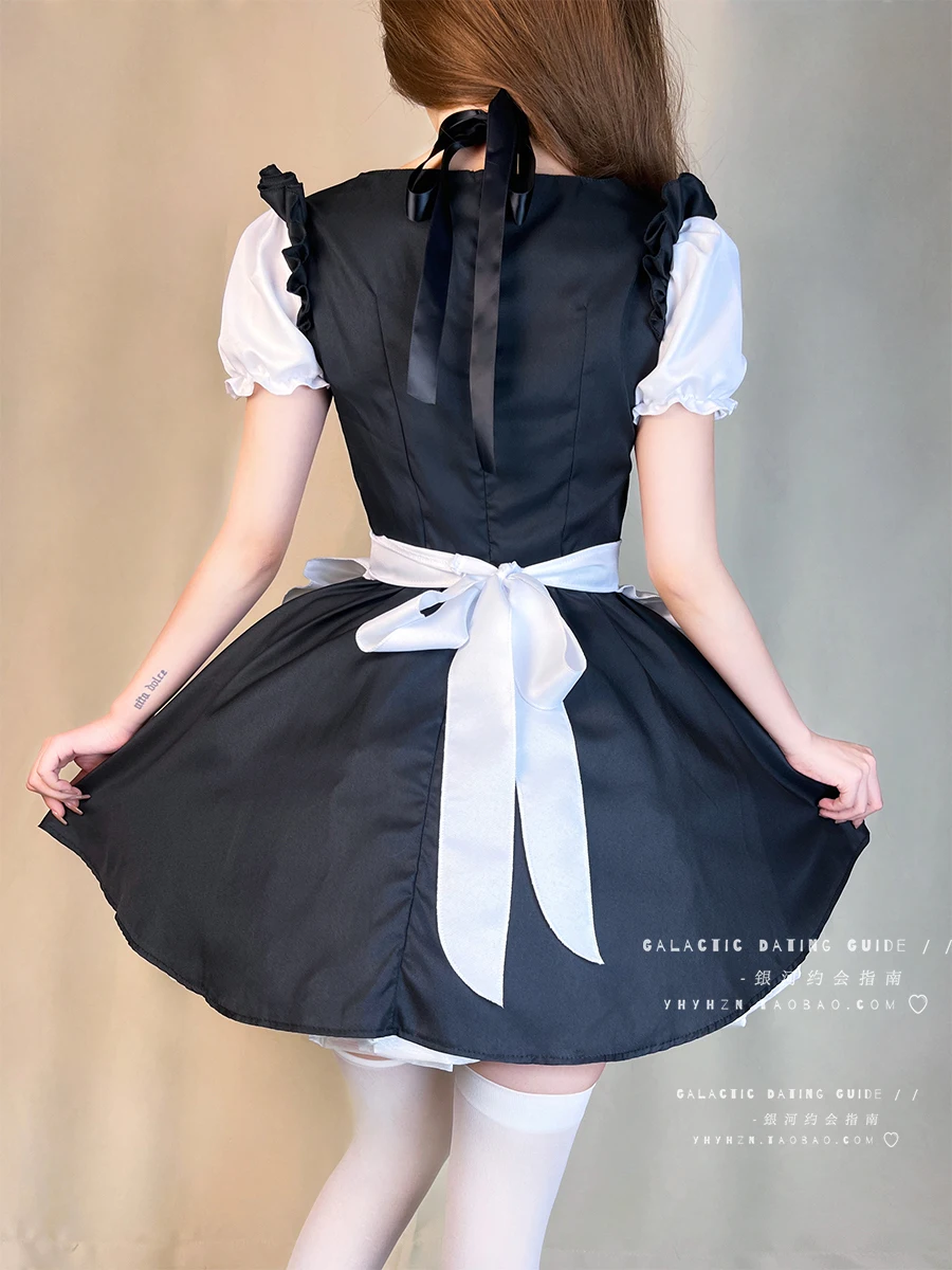 L-5XL 대형 로리타 복숭아 하트 메이드 Cos 섹시한 고양이 귀 일본 드레스 여름 달콤한 짧은 소매 스퀘어 넥 짧은 드레스