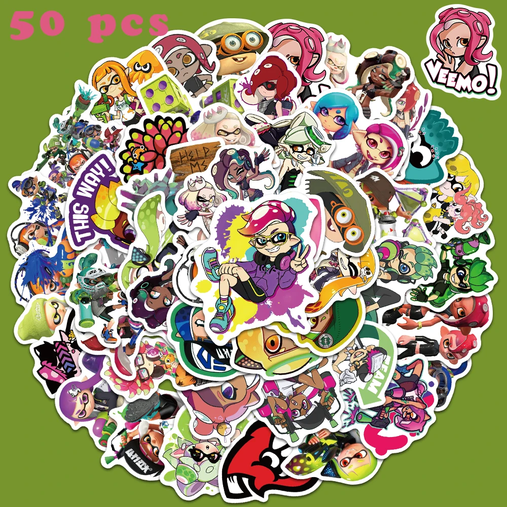 50pcs Funny Game Splatoon Stickers Cartoon Graffiti Decals For Laptop Luggage Guitar Skateboard PS5 Helmet Stickers