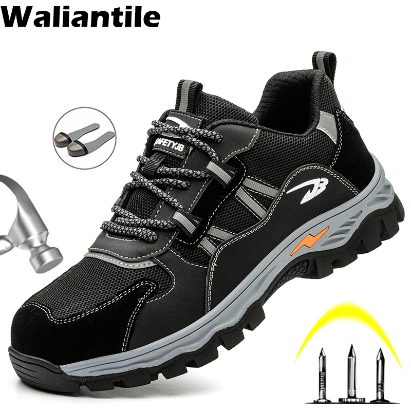 

Waliantile Industrial Safety Shoes For Men Male Anti-smash Puncture Proof Work Security Boots Steel Toe Hiking Safety Sneakers