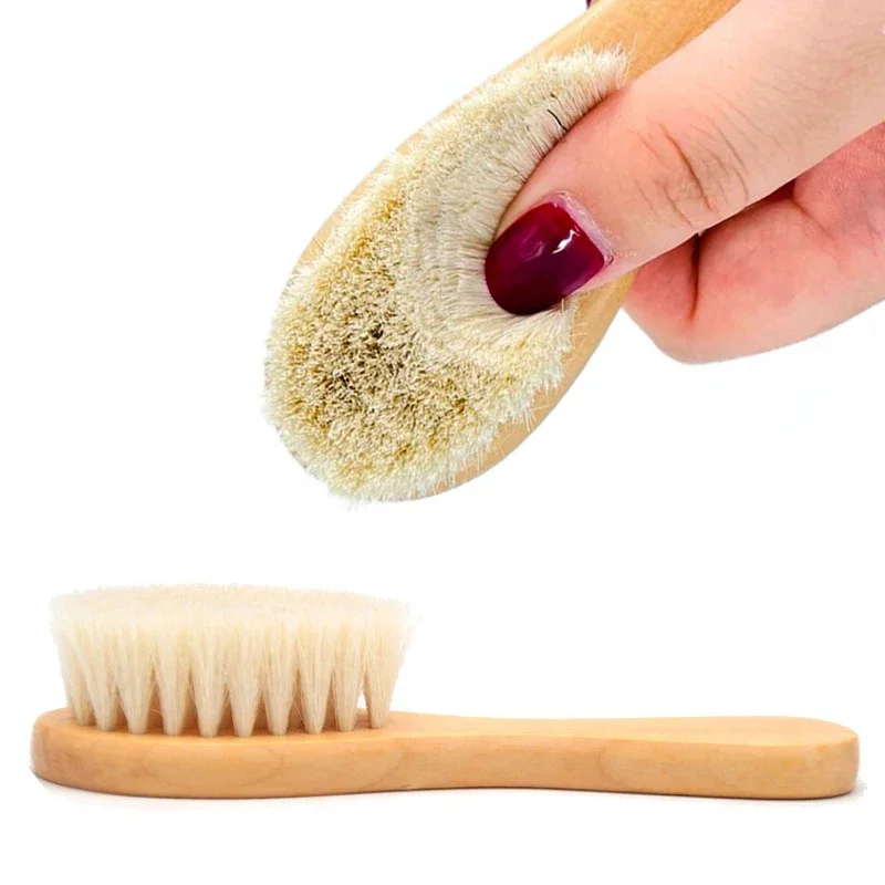 Nuevo cuidado del bebé, lana Natural pura, cepillo de madera para bebé, peine, cepillo para el pelo para bebé, cepillo para el pelo para recién nacido, peine infantil, masajeador de cabeza