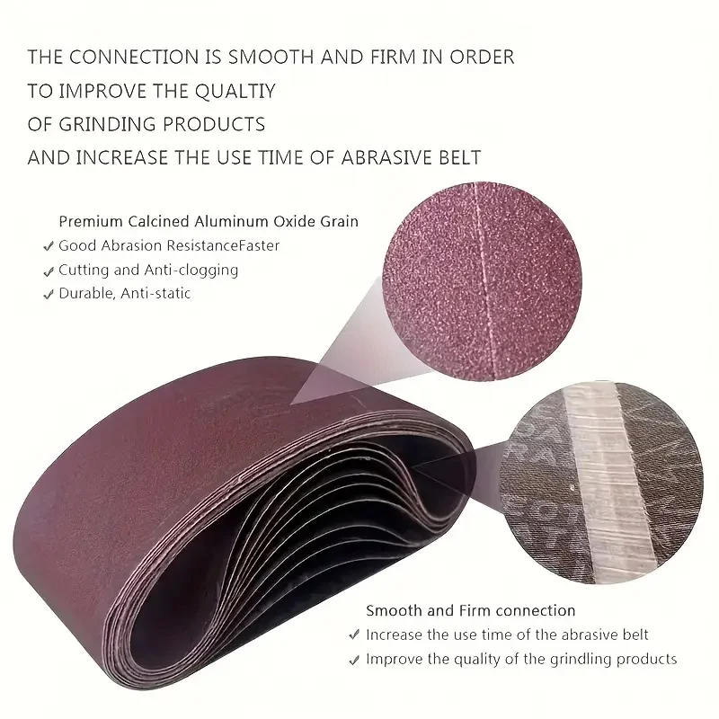 10 шлифовальных полосок: 610x100 мм, 4x24 дюйма, размер зерна 80/120/150/240/400, подходит для дерева, металла и полировки.