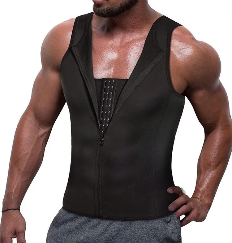 Men's Sauna Suit Abdomen Control Vest Sports Vest Cross-Border apewear Neoprene Tight Body Suit Nylon Polyester Fabric